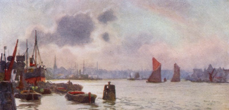 Lavender Wharf (farve litho) af Herbert Menzies (after) Marshall