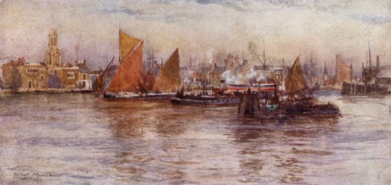 Limehouse Reach (farve litho) af Herbert Menzies (after) Marshall