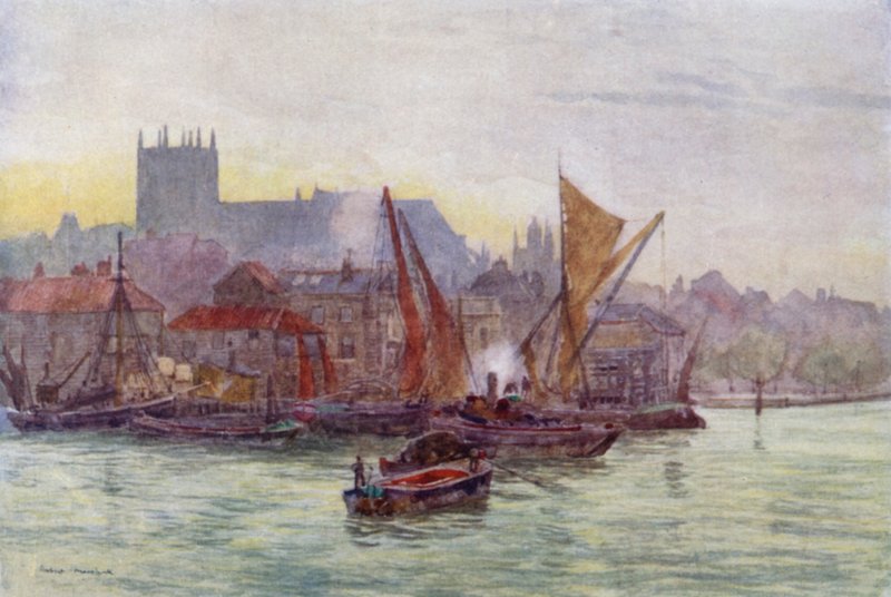 Millbank, Westminster (farve litho) af Herbert Menzies (after) Marshall