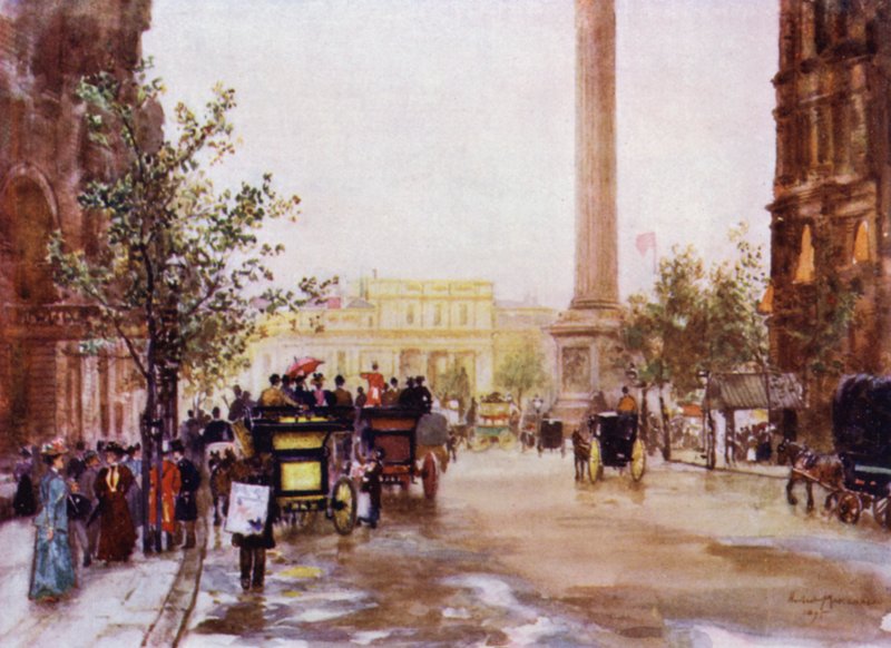 Northumberland Avenue (farve litho) af Herbert Menzies (after) Marshall