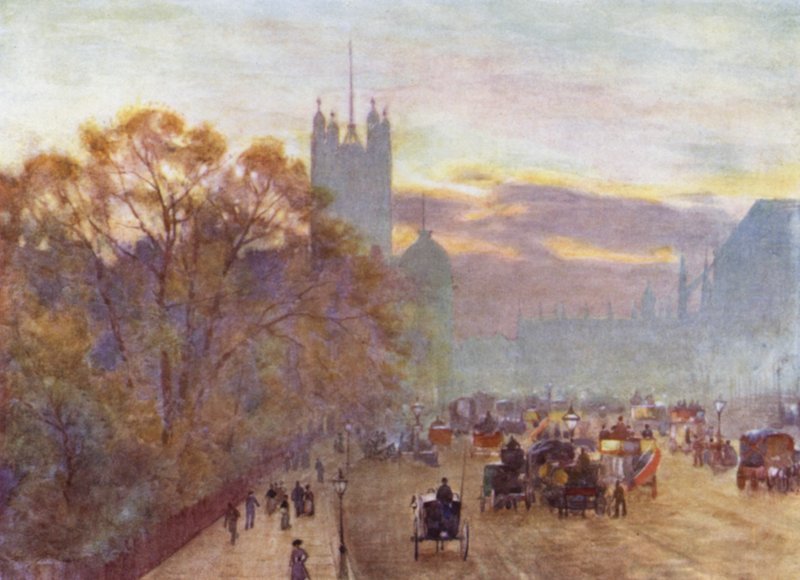 The Approach to Westminster (farve litho) af Herbert Menzies (after) Marshall