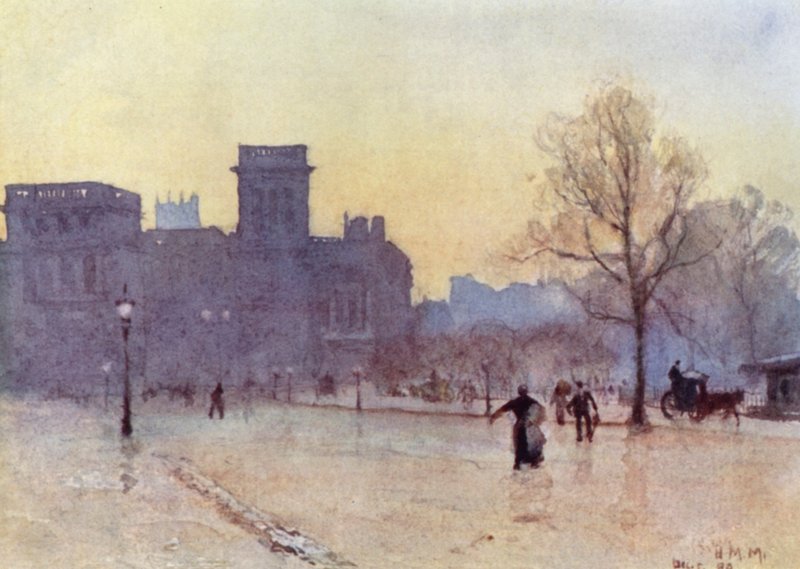 The India Office (farve litho) af Herbert Menzies (after) Marshall