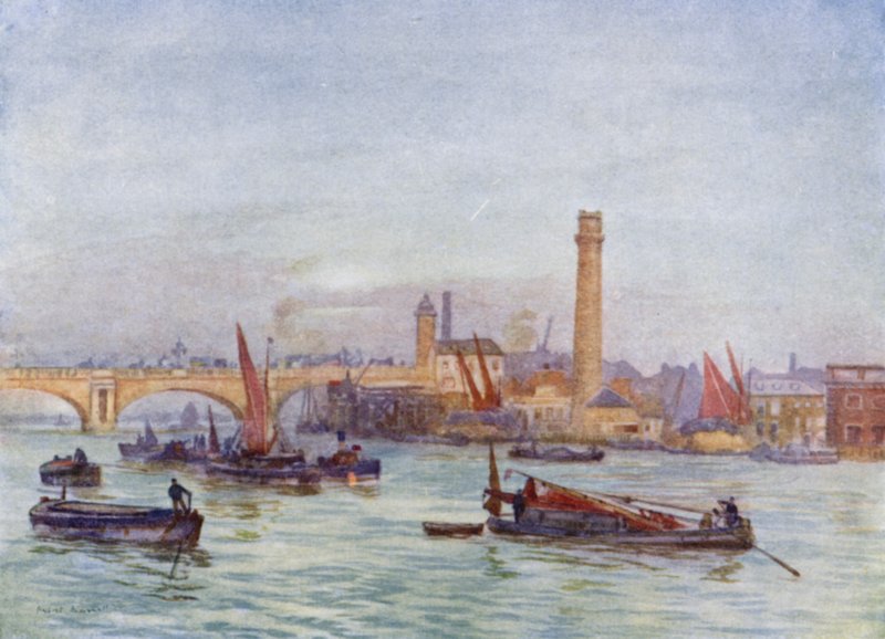 The Shot Tower osv. (farve litho) af Herbert Menzies (after) Marshall