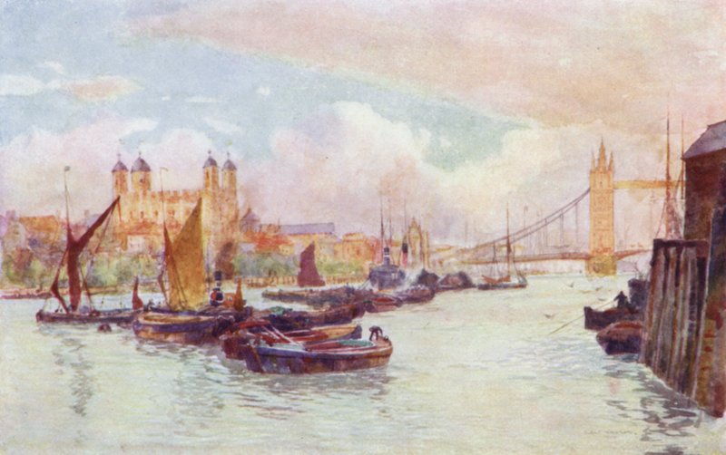 Tårnet og den øvre pool (farve litho) af Herbert Menzies (after) Marshall