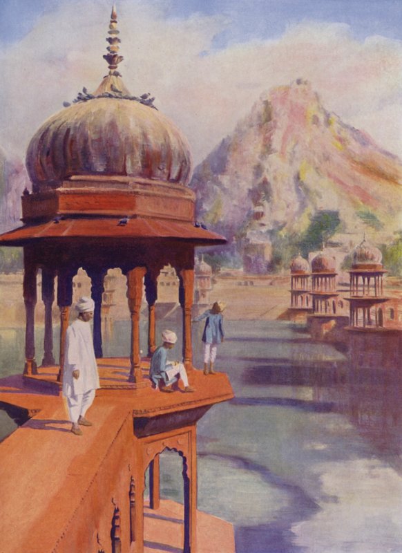Sacred Tank, Alwar, Rajasthan, Indien (farvet foto) af Herbert Ponting