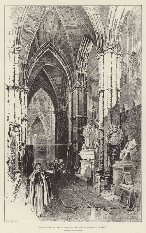 Henry Purcells 200-års jubilæum, gravstedet i Westminster Abbey af Herbert Railton