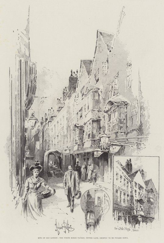 Bits of Old London, White Horse Tavern, Fetter Lane, skal snart trækkes ned af Herbert Railton
