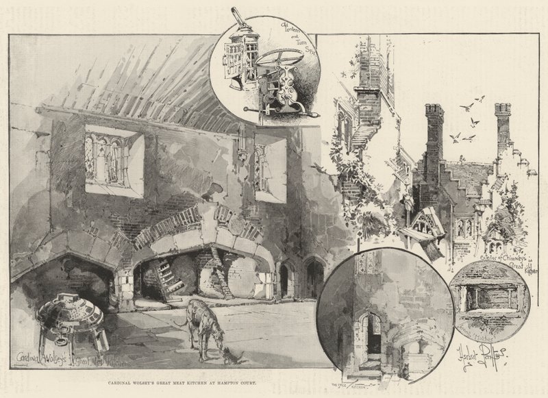 Kardinal Wolseys store kødkøkken på Hampton Court af Herbert Railton