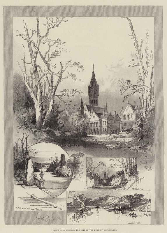 Eaton Hall, Chester, sæde for hertugen af Westminster af Herbert Railton