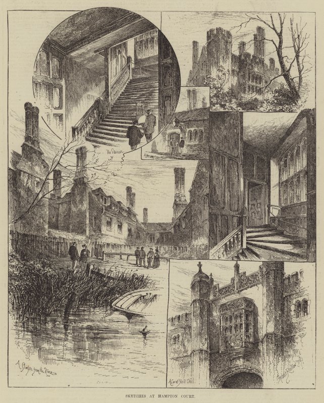 Skitser på Hampton Court af Herbert Railton