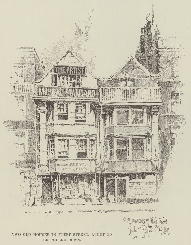 To gamle huse i Fleet Street, ved at blive revet ned af Herbert Railton