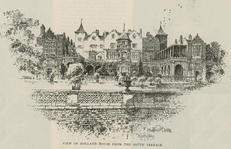 Udsigt over Holland House fra sydterrassen af Herbert Railton