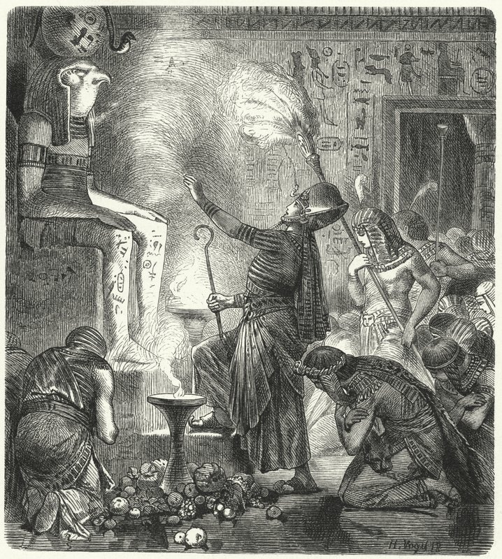 En ung egyptisk farao i et tempel af Hermann Vogel