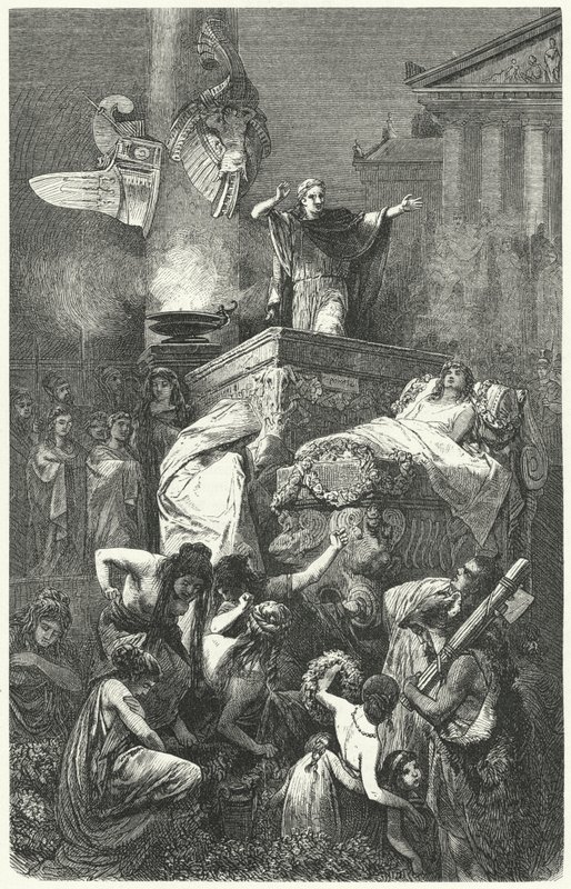 Augustus holder tale ved begravelsen af sin nevø Marcellus, 23 f.Kr af Hermann Vogel