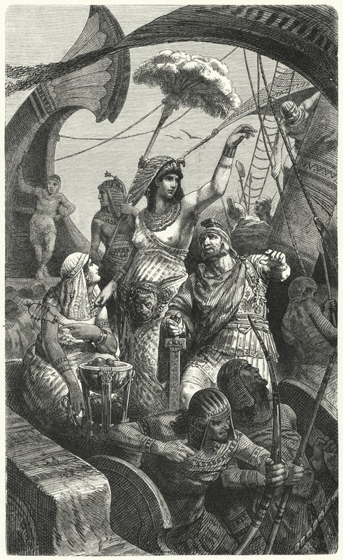 Cleopatra under slaget ved Actium, 31 f.Kr af Hermann Vogel