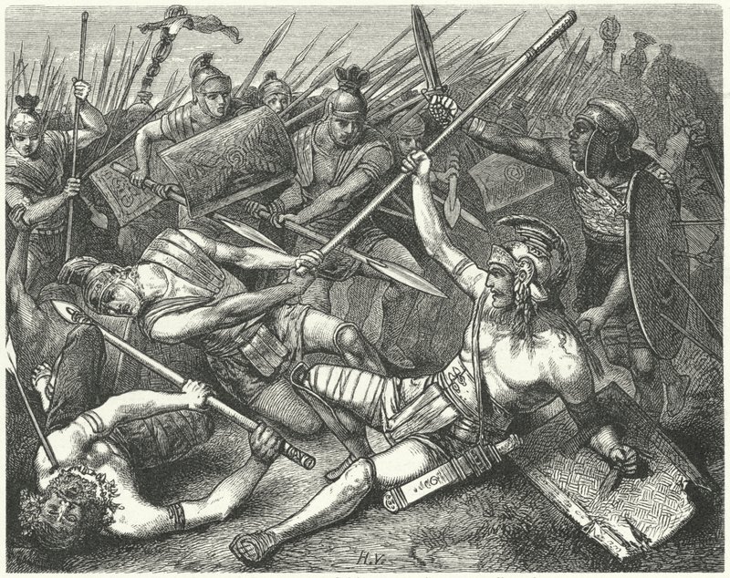 Spartacus død, 71 f.Kr af Hermann Vogel