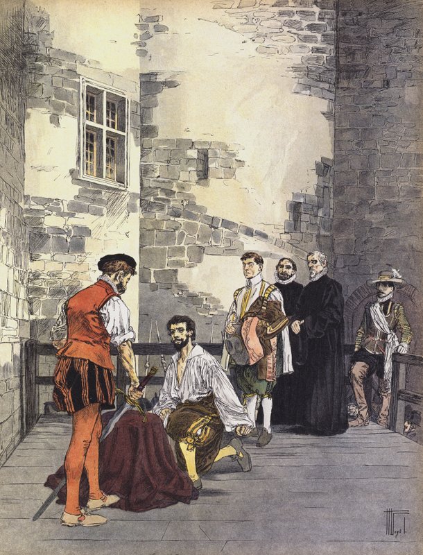 Henrettelse af Charles de Gontaut, hertug af Biron, for forræderi, ved Bastillen, Paris, 1602 af Hermann Vogel