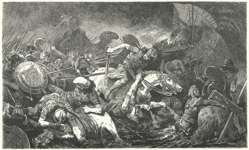 Persernes flugt efter slaget ved Marathon, 490 f.Kr af Hermann Vogel