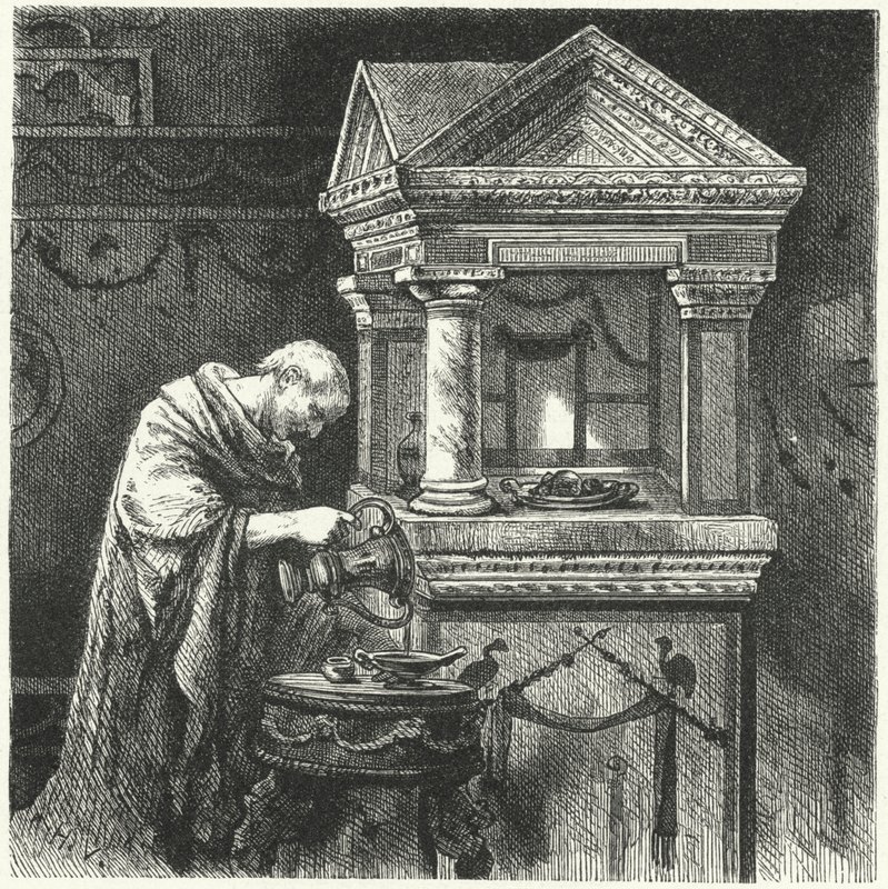 Ofring i et tempel i det antikke Rom af Hermann Vogel
