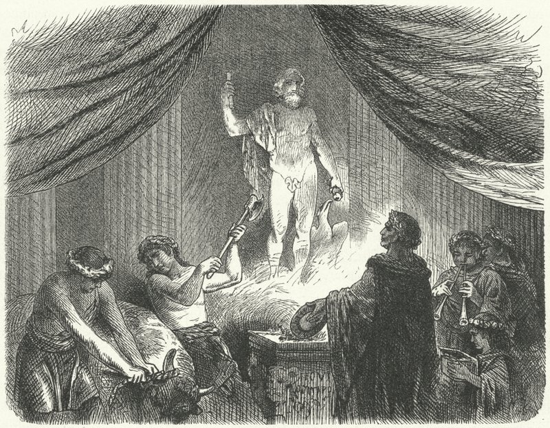 Romerne udfører et offer til guden Jupiter af Hermann Vogel