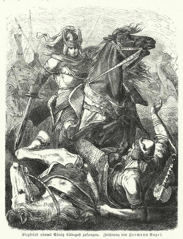 Siegfried fanger kong Ludegast af Hermann Vogel
