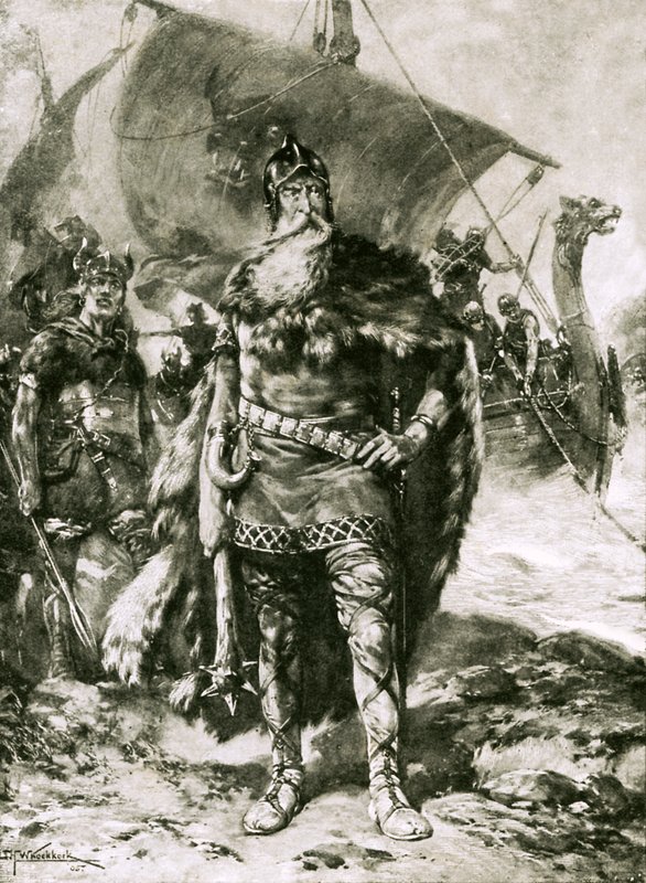 En stor viking, illustration fra serien "Historiens veje af Hermanus Willem Koekkoek