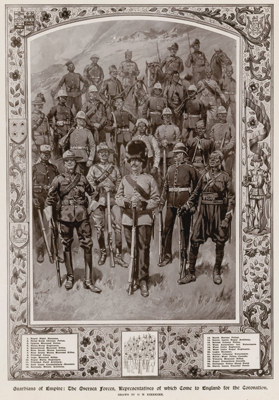 De oversøiske styrker, hvis repræsentanter kom til England for kroningen af kong George V af Hermanus Willem Koekkoek