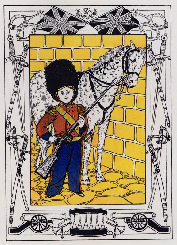 Den unge rekrut (farve litografi) af Hilda Broughton