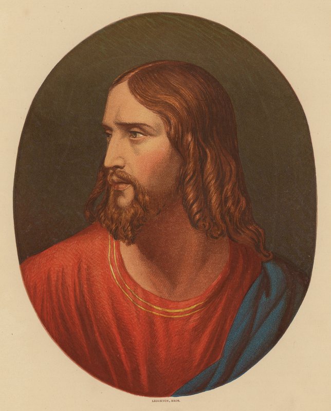 Kristi hoved (farvelitografi) af Hippolyte (1797 1856) (after) Delaroche