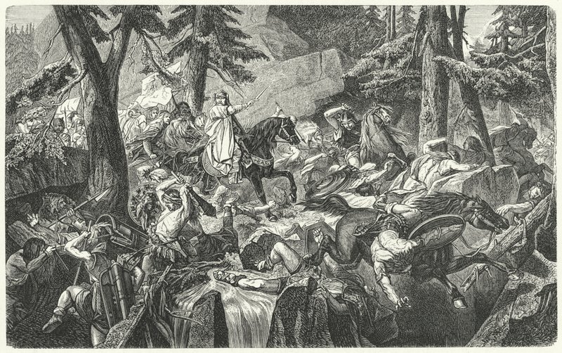 Karl den Store krydser Alperne, 773 (gravering) af Hippolyte Delaroche