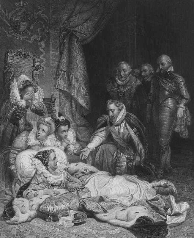 Dronning Elizabeths død (gravering) af Hippolyte Delaroche