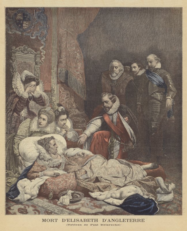Elizabeth I, dronning af Englands død af Hippolyte Delaroche