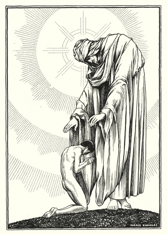 Illustration til Bjergprædikenen (kobberstik) af Horace J. Knowles