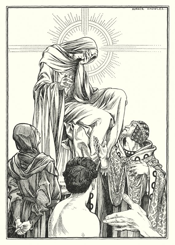 Illustration til Bjergprædikenen (kobberstik) af Horace J. Knowles