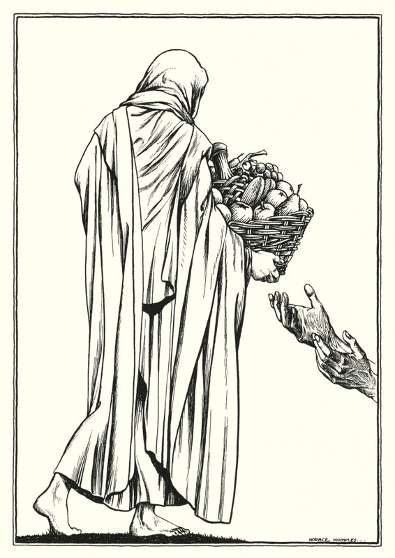 Illustration til Bjergprædikenen (kobberstik) af Horace J. Knowles