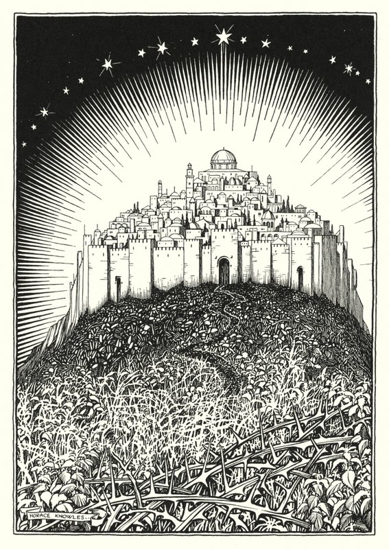 Illustration til Bjergprædikenen (kobberstik) af Horace J. Knowles