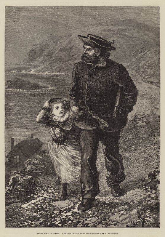 Går hjem til middag, en skitse på sydkysten af Horace Petherick