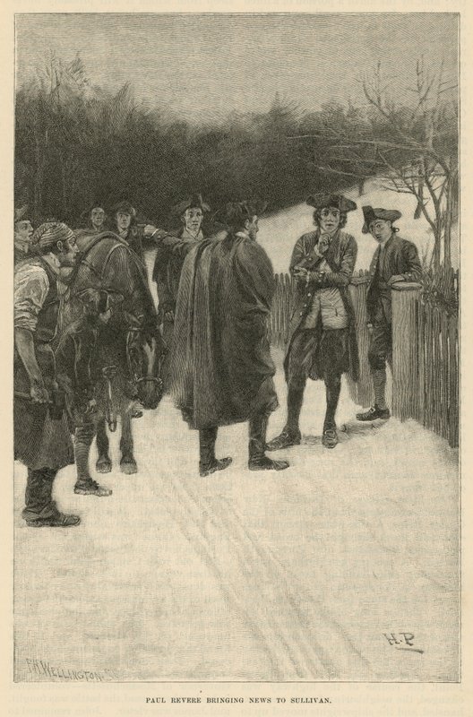 Paul Revere bringer nyheder til Sullivan af Howard Pyle