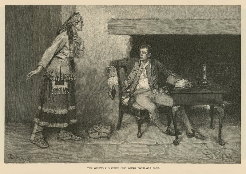 Ojibway-jomfruen afslører Pontiacs plot af Howard Pyle