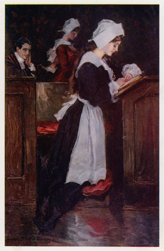 Illustration til Evangeline, A Tale of Arcadie, af Henry Wadsworth Longfellow (farve litho) af Howard Chandler (after) Christy