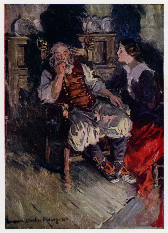 Illustration til Evangeline, A Tale of Arcadie, af Henry Wadsworth Longfellow (farve litho) af Howard Chandler (after) Christy