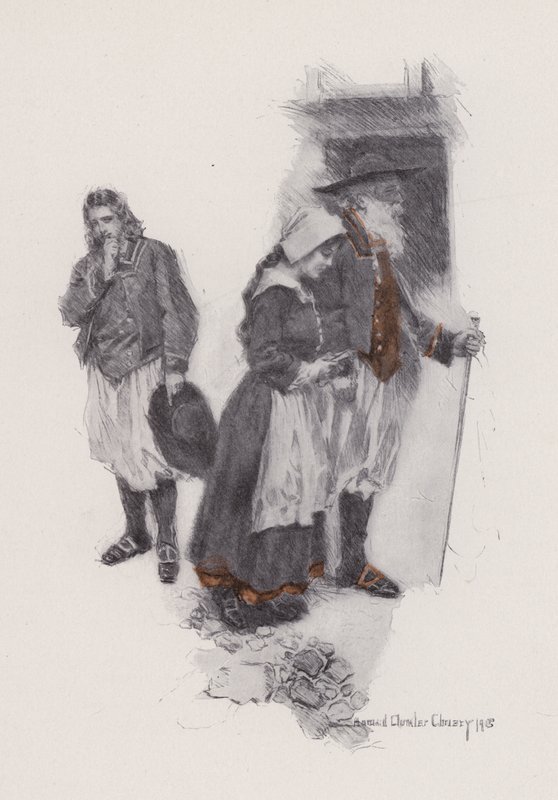 Illustration til Evangeline, A Tale of Arcadie, af Henry Wadsworth Longfellow (litho) af Howard Chandler (after) Christy