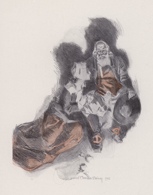 Illustration til Evangeline, A Tale of Arcadie, af Henry Wadsworth Longfellow (litho) af Howard Chandler (after) Christy