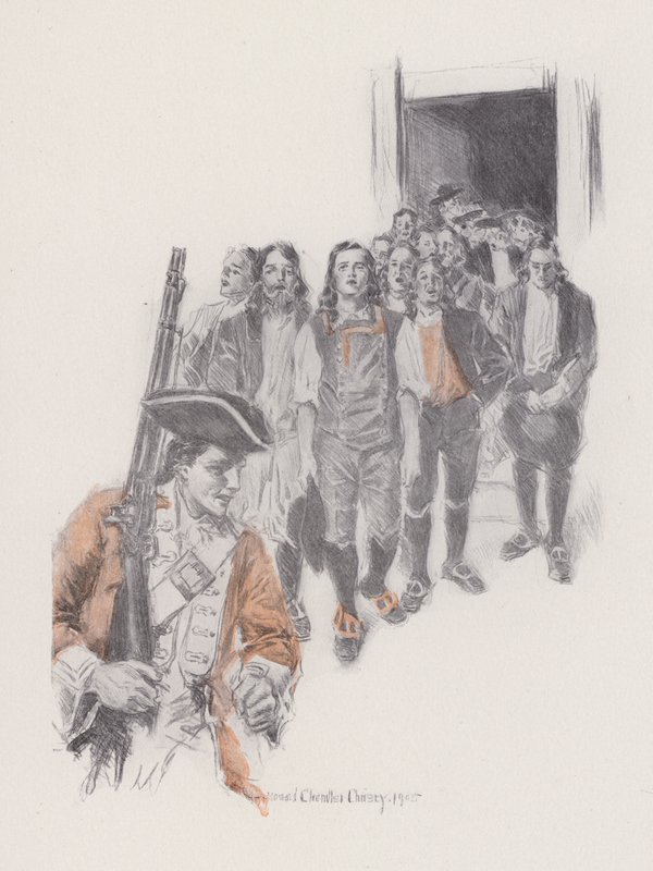 Illustration til Evangeline, A Tale of Arcadie, af Henry Wadsworth Longfellow (litho) af Howard Chandler (after) Christy