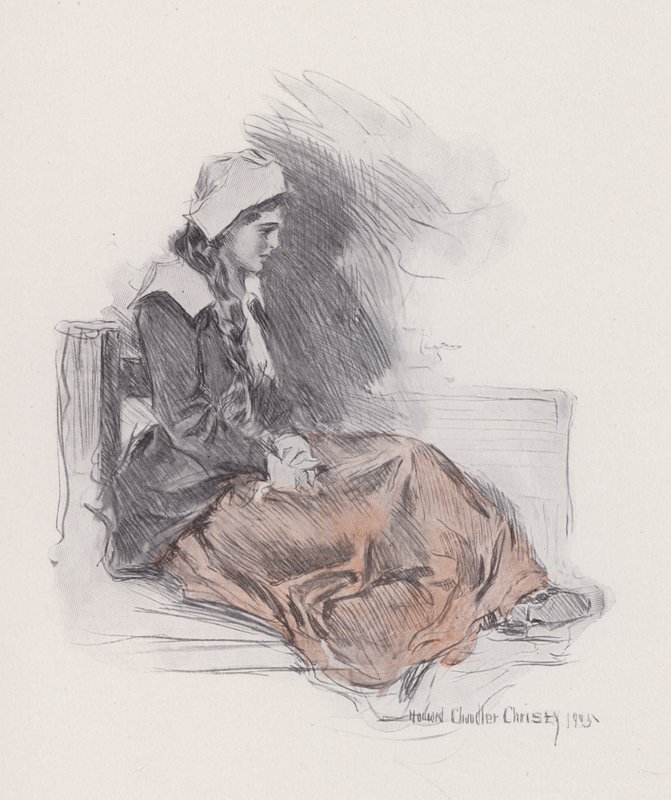 Illustration til Evangeline, A Tale of Arcadie, af Henry Wadsworth Longfellow (litho) af Howard Chandler (after) Christy