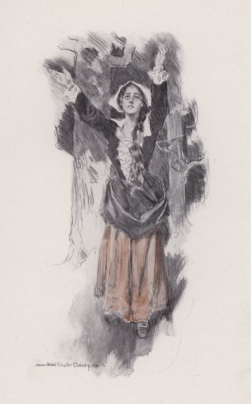 Illustration til Evangeline, A Tale of Arcadie, af Henry Wadsworth Longfellow (litho) af Howard Chandler (after) Christy