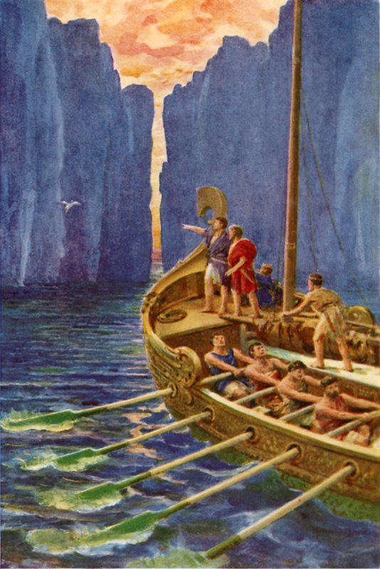 "Hera har sendt os en pilot; lad os følge den snedige fugl" (farve litho) af Howard Davie