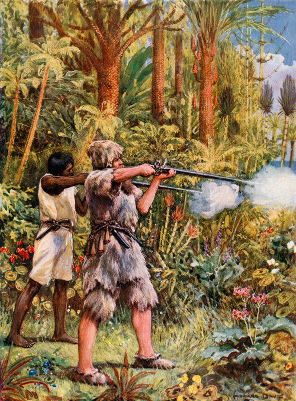 Illustration til Robinson Crusoe af Howard Davie