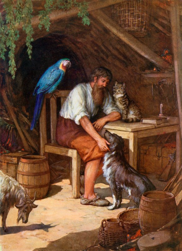 Illustration til Robinson Crusoe af Howard Davie