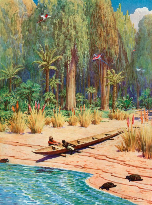 Illustration til Robinson Crusoe af Howard Davie